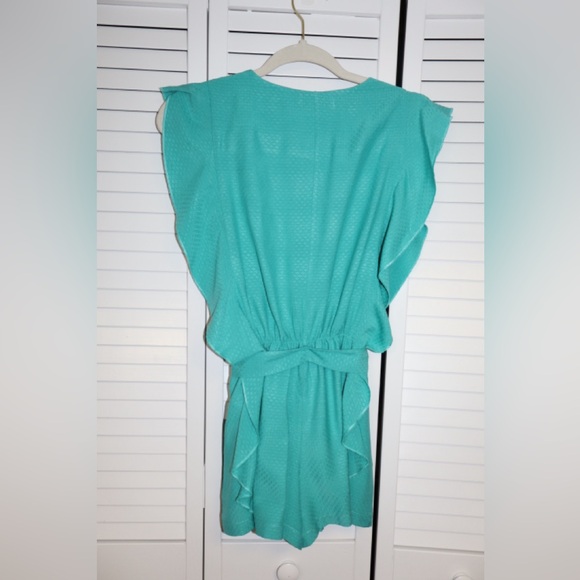Chic Turquoise Ruffle Romper - Picture 2 of 2